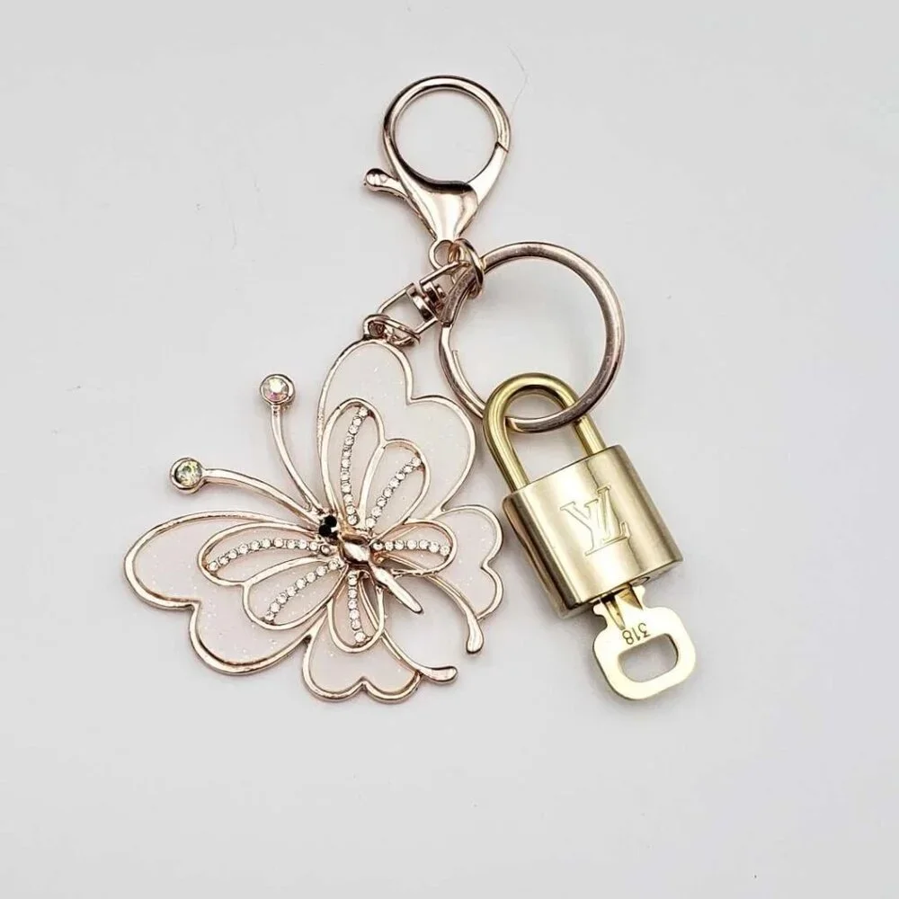 Authentic Louis Vuitton Lock & Key with unbranded Butterfly Bagcharm, Keycharm